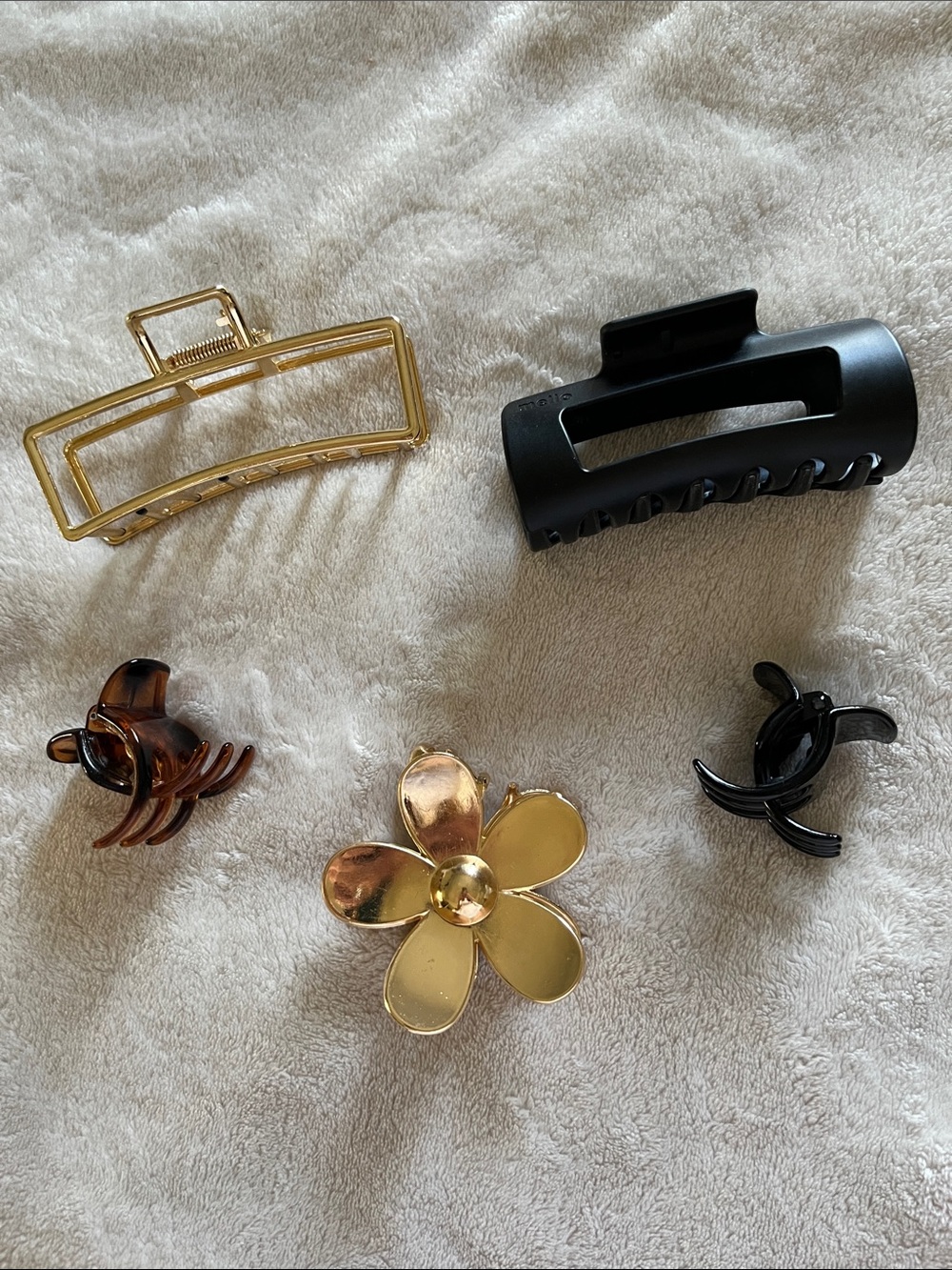 Women’s Gold Flower & Mixed Color Hair Clip Set
